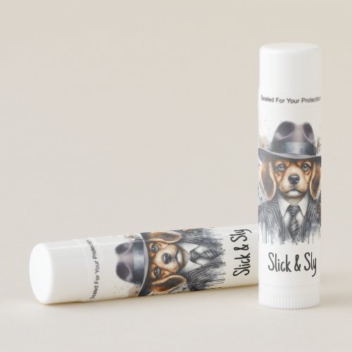 Personalized Watercolor Art Gangster Dog Suit Tie  Lip Balm