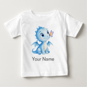 Personalized Watercolor Baby Dragon Butterfly Kids T-Shirt