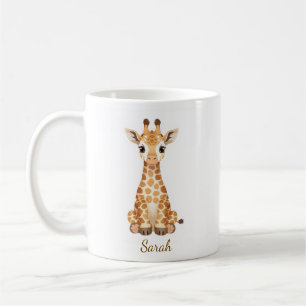 Personalized Watercolor Baby Giraffe Mug with Cust