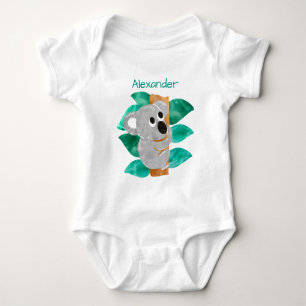 Personalized Watercolor Baby Koala Bear Animal Bodysuit