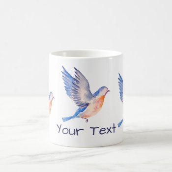 Personalized Watercolor Blue Bird Coffee Mug by PersonalizationShop at Zazzle