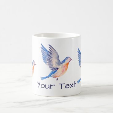 Personalized Watercolor Blue Bird Coffee Mug