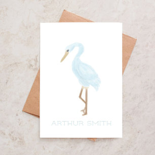 Personalized Watercolor Blue Crane Thank You Card