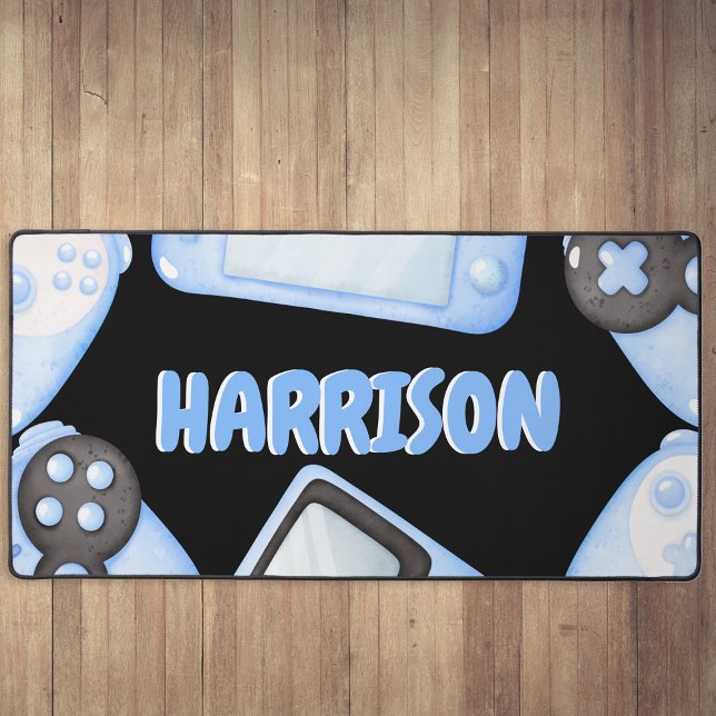 Personalized Watercolor Blue Gaming Desk Mat (Creator Uploaded)