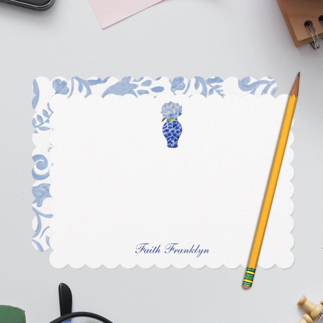 Personalized Watercolor Blue Hydrangea  Thank You Card (Creator Uploaded)