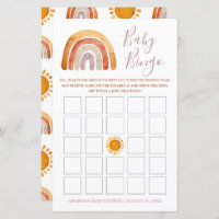 Personalized Watercolor Boho Rainbow Baby Bingo