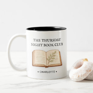 Personalized Watercolor Book Club Name Gift Two-Tone Coffee Mug