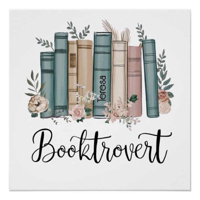 Personalized Watercolor Booktrovert Book-Lover Poster (Front)