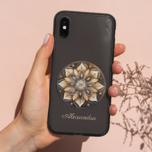 Personalized Watercolor Brown Floral Mandala  Case-Mate iPhone 14 Pro Case