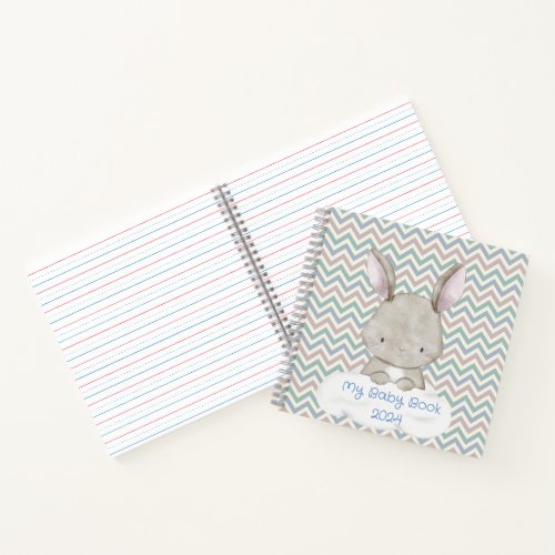 personalized watercolor bunny baby journal notebook