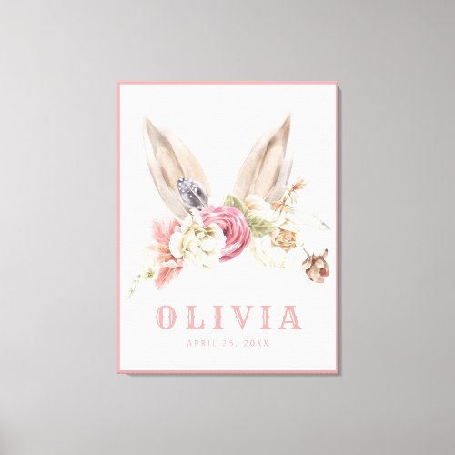 Personalized Watercolor Bunny  Canvas Print