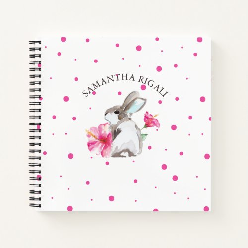 Personalized Watercolor Bunny Rabbit Journal