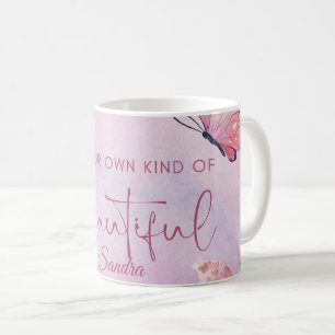 Personalized Watercolor Butterflies and Flowers Coffee Mug