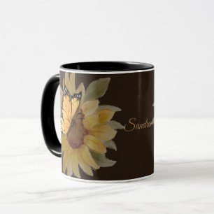 Personalized Watercolor Butterflies and Flowers Mug