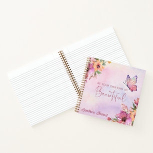 Personalized Watercolor Butterflies and Flowers Notebook