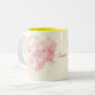 Personalized Watercolor Butterflies and Flowers Two-Tone Coffee Mug