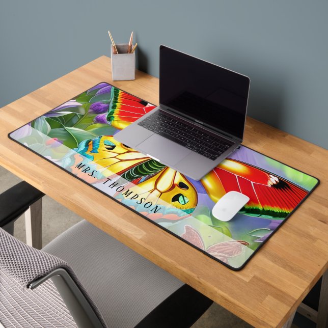 Personalized Watercolor Butterfly Desk Mat (Office 2)
