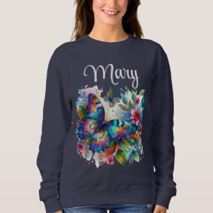 Personalized Watercolor Butterfly Floral Flowers Sweatshirt