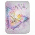 Personalized Watercolor Butterfly Grey Monogram Baby Blanket Personalized Watercolor Butterfly Grey Monogram Baby Blanket