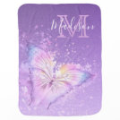 Personalized Watercolor Butterfly Purple Monogram Baby Blanket Personalized Watercolor Butterfly Purple Monogram Baby Blanket