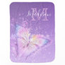 Personalized Watercolor Butterfly Purple Monogram Baby Blanket