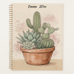 Personalized Watercolor Cactus Succulent Notebook