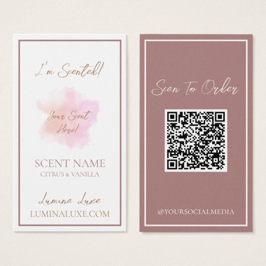 Personalized Watercolor Candle Scent Sampler Card (Front & Back)
