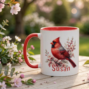 Personalized Watercolor Cardinal Mug