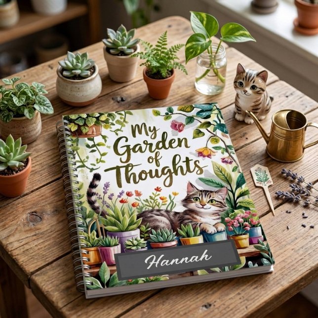 Personalized Watercolor Cat Plant Lover Journal (Creator Uploaded)