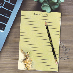 Personalized Watercolor Cat Profile Whiskers Lined Post-it Notes