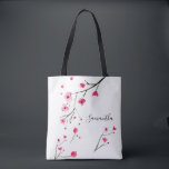 Personalized watercolor Cherry Blossom Name Tote Bag<br><div class="desc">A wonderful gift for your girls, might it be for the bridesmaids, your best friends (bffs) or a class reunion. Personalize each one of these cherry blossom, watrecolor designer tote with her name. Cherry blossoms are eye catching and so elegant, this design uses a different color style on each side....</div>