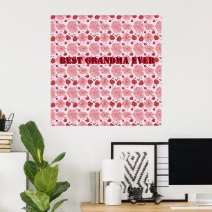 Personalized Watercolor Cherry Floral Pattern,  Poster