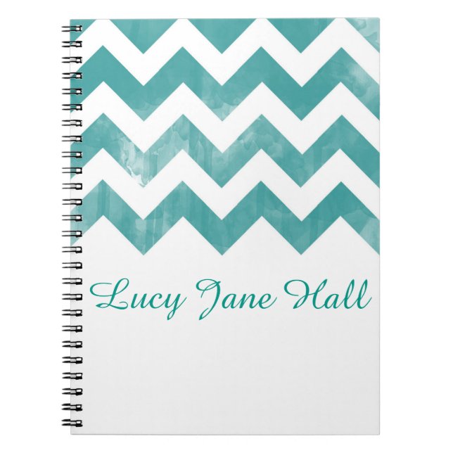 Personalized Watercolor Chevron Notebook (Front)