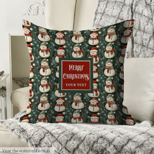 Personalized watercolor Christmas accent pillow