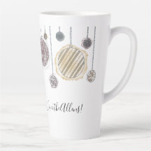 Personalized watercolor Christmas bulb latte mug