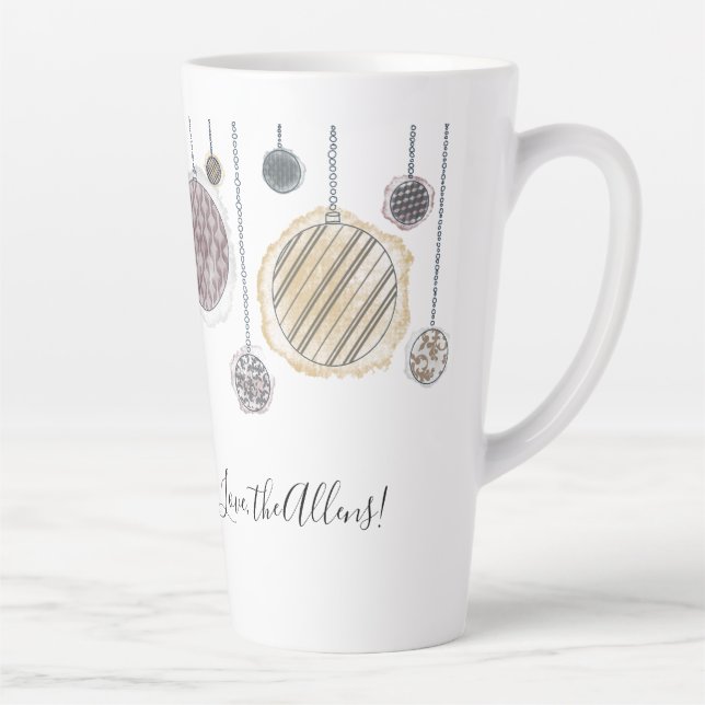 Personalized watercolor Christmas bulb latte mug (Right)