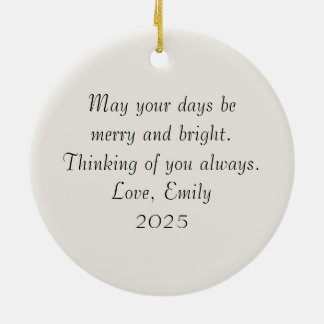 Personalized Watercolor Christmas Ceramic Ornament