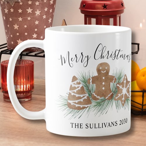 Personalized Watercolor Christmas Cookies Coffee Mug