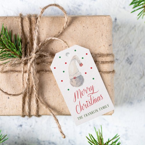 Personalized Watercolor Christmas Gnome Gift Tags