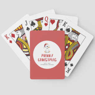Personalized Watercolor Christmas Goose Duck Poker Cards