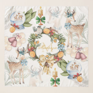 Personalized Watercolor Christmas Scarf