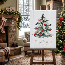 Personalized Watercolor Christmas Tree Foam Board