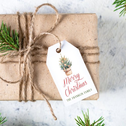 Personalized Watercolor Christmas Tree Gift Gift Tags