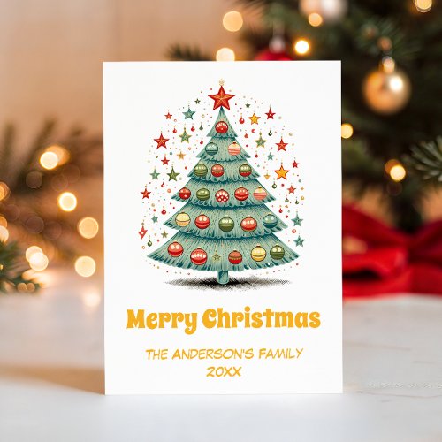 Personalized Watercolor Christmas Tree Holiday Card