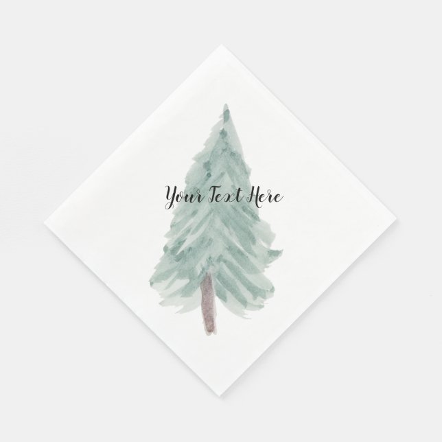Personalized Watercolor Christmas Tree Napkin (Corner)