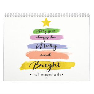 Personalized, Watercolor Christmas Tree, Photo Calendar