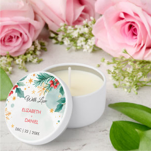 Personalized Watercolor Christmas Wedding  Mini Candle Favors