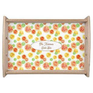 Personalized Watercolor Citrus Slices Original Art Serving Tray