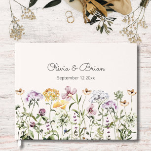 Personalized Watercolor Colorful Wildflower Garden Guest Book