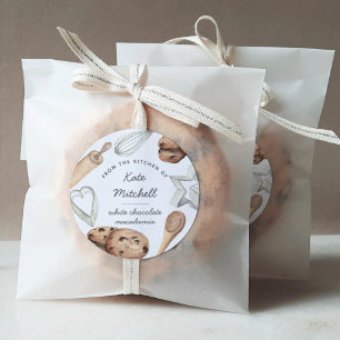 Personalized Watercolor Cookie Baking Classic Round Sticker
